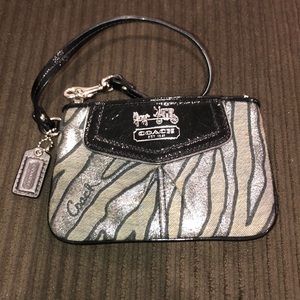 Coach Black and Silver Zebra Wristlet